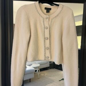 House of Harlow 1960 Cream Cardigan with Embellished Buttons